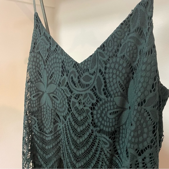 Women’s Strappy Lace Midi Dress, Hunter Green, Medium - Picture 5 of 10